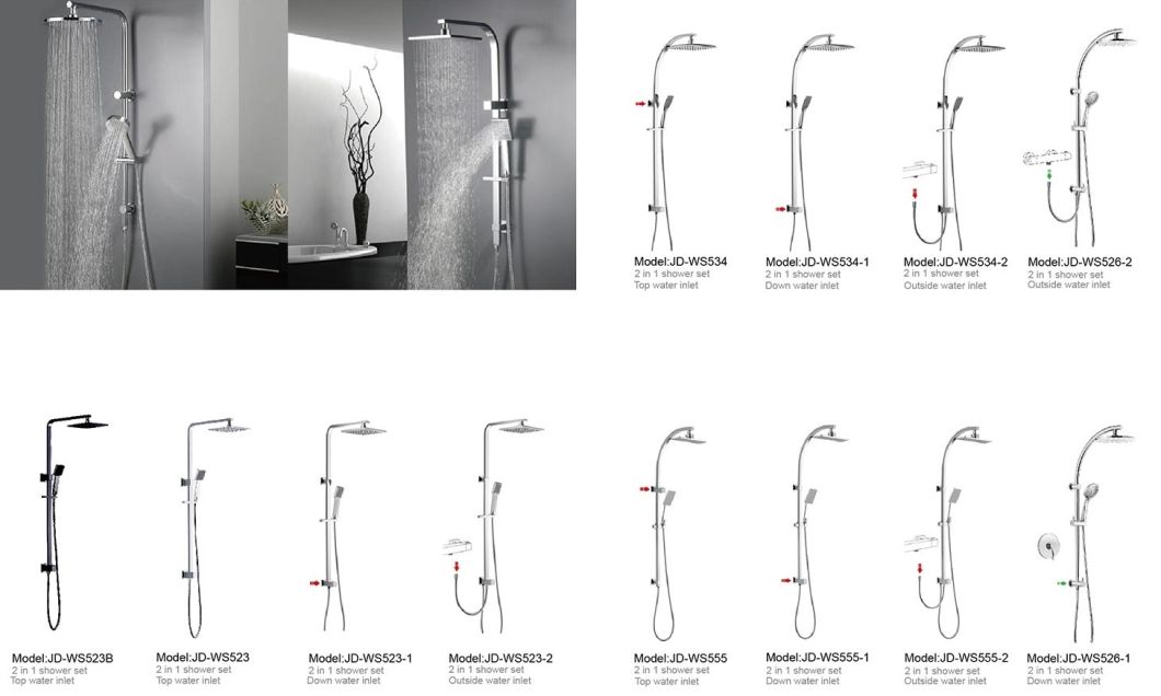 Hot Sell Chrome Shower Set Top Water Inlet with Watermark