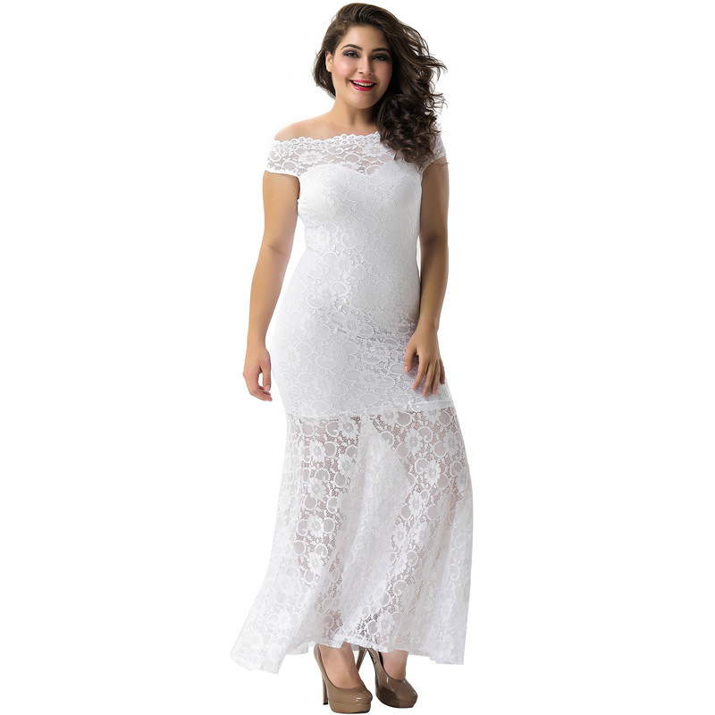 in Stock Xxxl Four Color Plus Size Lace Elegant Wedding Party Gown