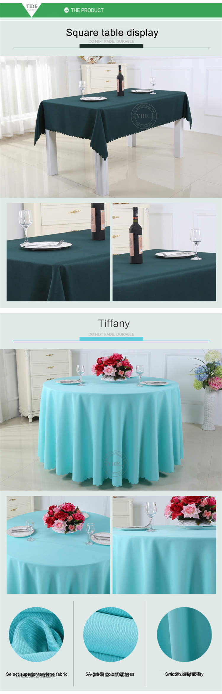 Factory Wholesale Hotel Polyester Damask Round Wedding Table Cloth