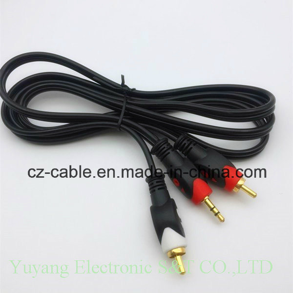2RCA/2r Plug/Jack to 3.5mm/3.5 Stereo Plug AV/TV/DVD/VCD/Video/Audio/Media Cable (2R-3.5)