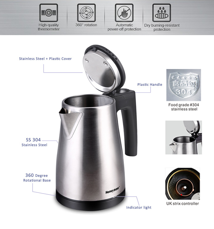 Hotel Guest Supplies New 0.6L Brushed Steel Cordless Electric Kettle