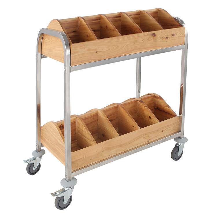 2018 Separated Style Wooden Wine Storage Rack Cart with 2-Tiers