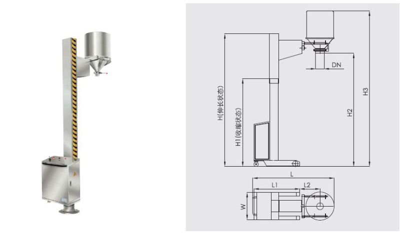 Movable Hopper Lifter for Fluid Bed Dryer