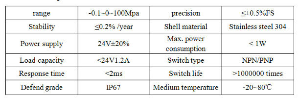 Digital Pressure Switch with Function of Measurement, Output and Control