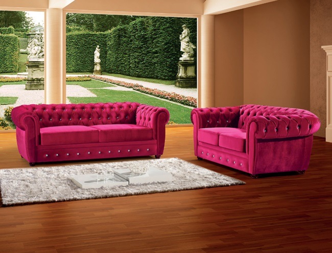 Modern Red Fabric Chesterfield Sofa Ms-01