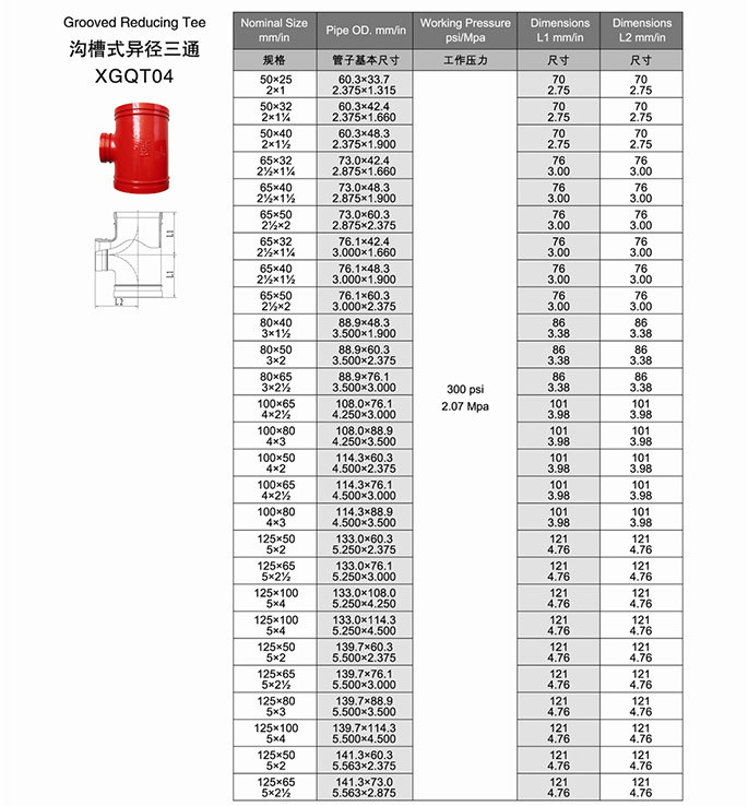 Fire Protection Grooved Pipe Fittings and Grooved Tee