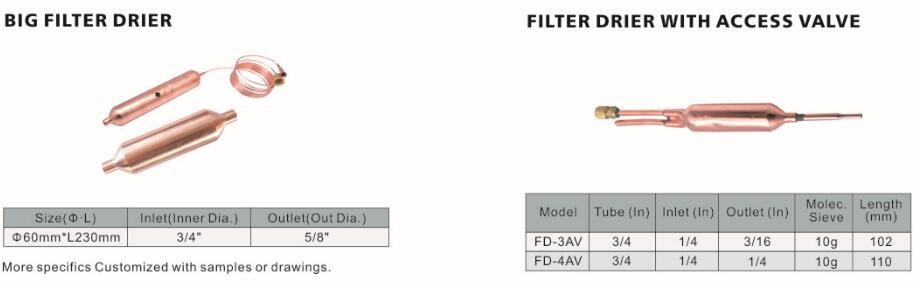 Coolsour Available Hermetically Sealed Refrigerator Dryer Filter, Refrigerator Fittings