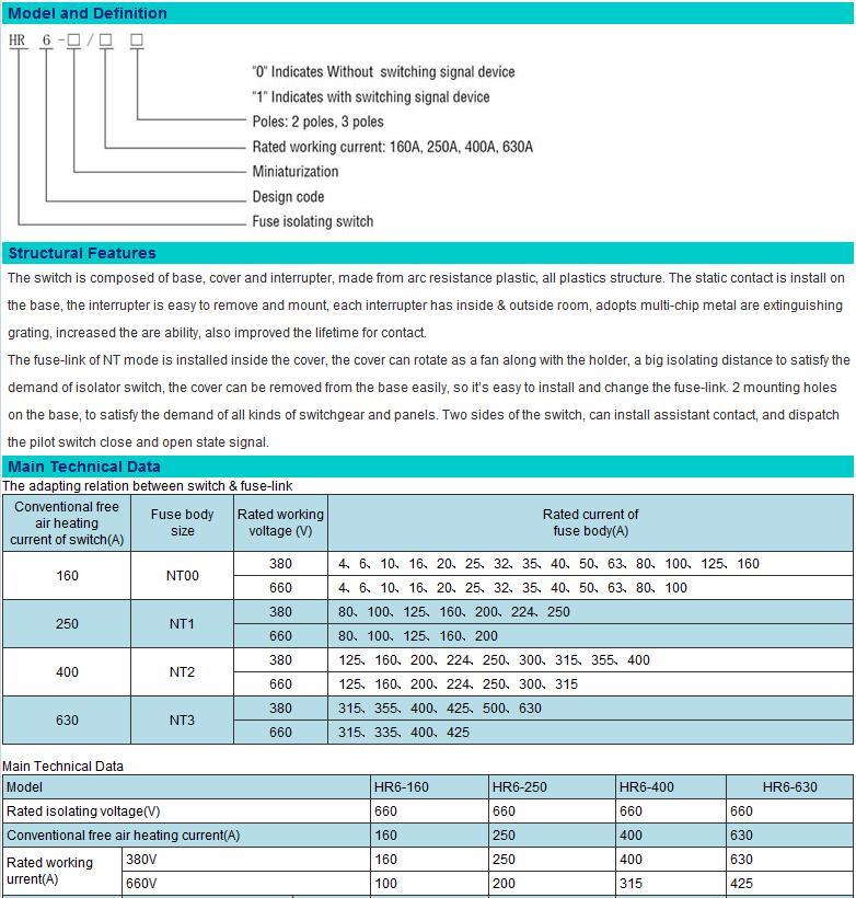 Hr6 Series Fuse Type Isolation Switch