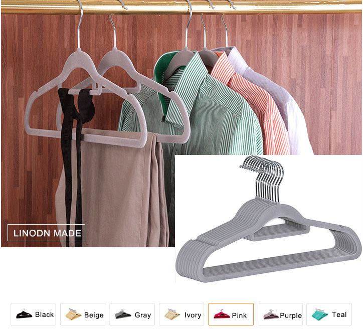 Wholesale Amazon Best Ultra Slim Non-Slip Plastic Velvet Flocked Hangers