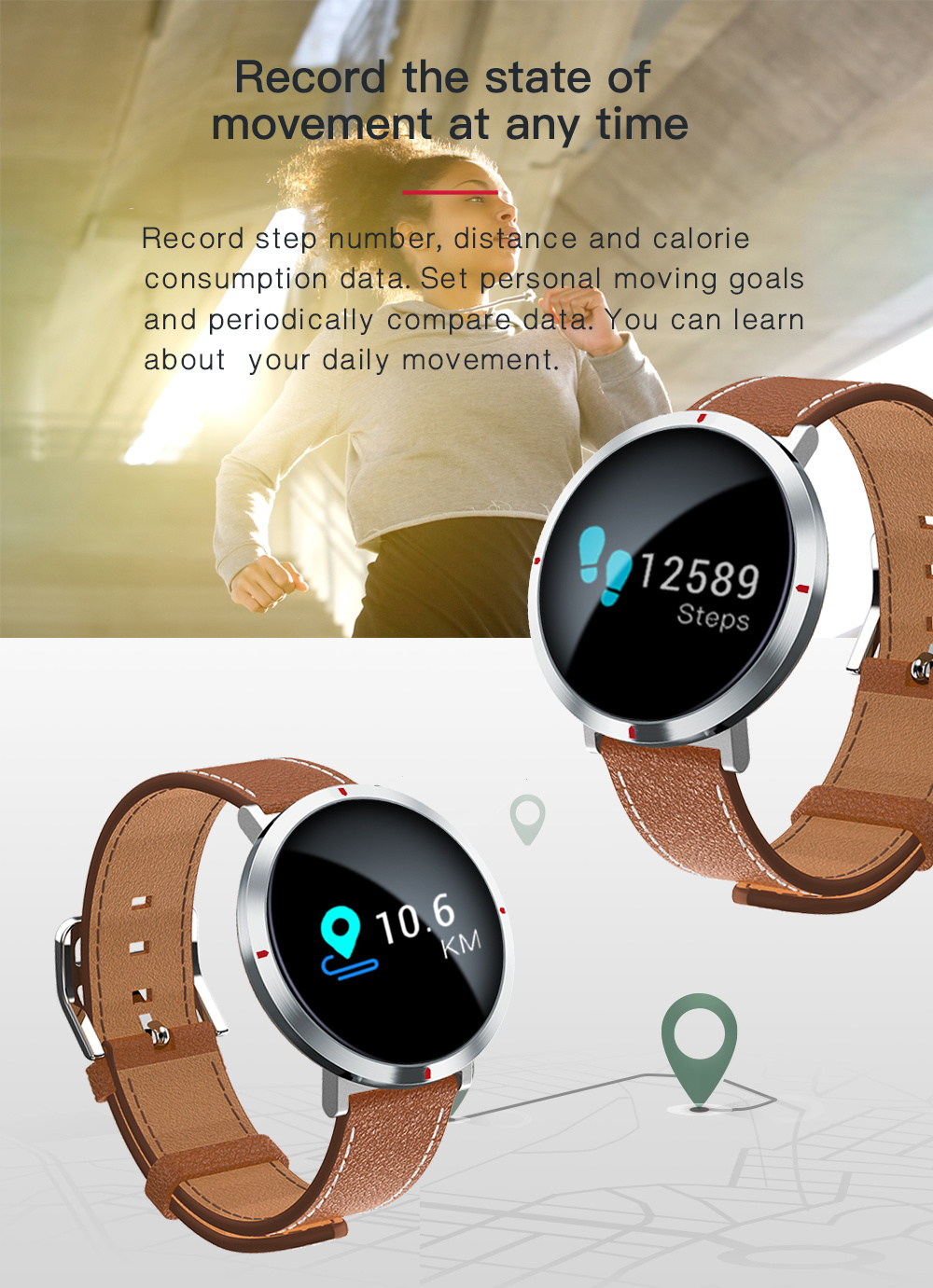 2018 Distributor Touch Screen Sport Fitness Smart Watch Bracelet Wristwatch with Heart Rate/Sleep Monitoring/Pedometer/Sedentary Reminder/Blood Pressure