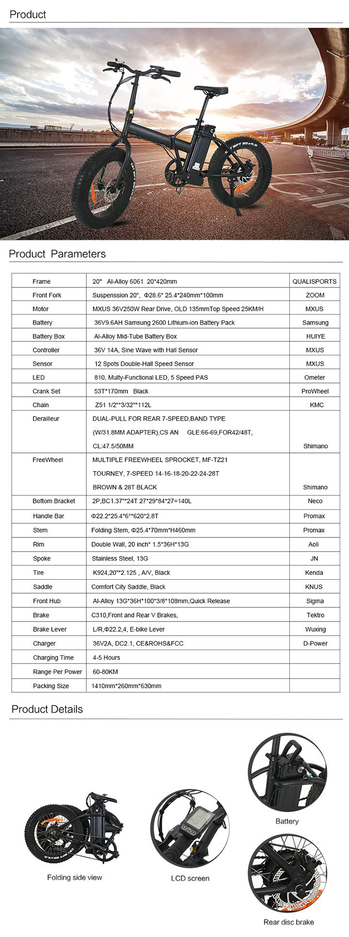 Foldable Fat Tire Mxus 36V250W Rear Drive