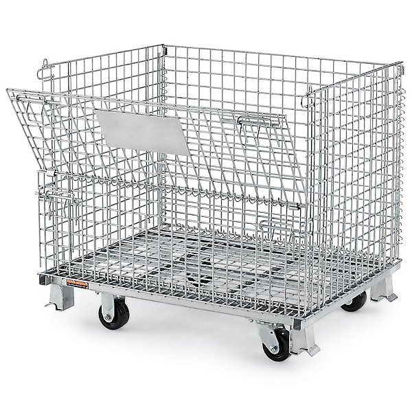 Collapsible Metal Wire Mesh Container with Wheels