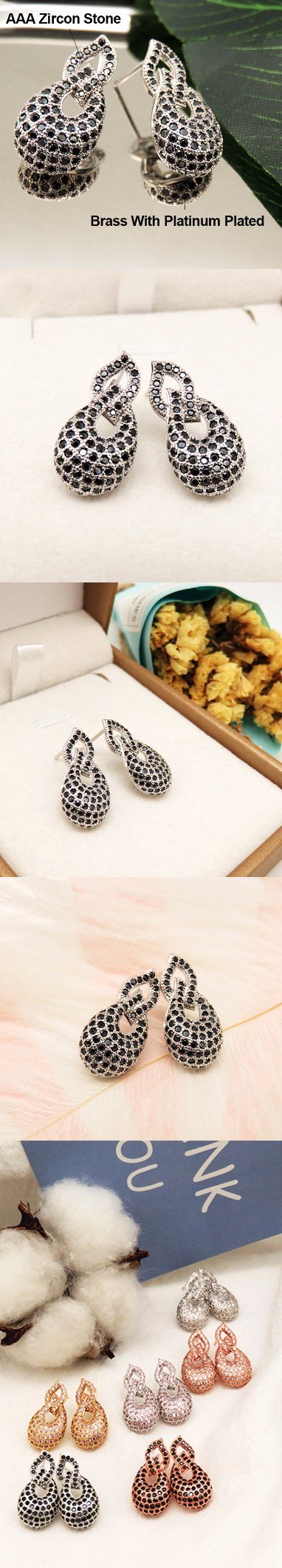 Earring Stud with Black Diamond in Ethnic Style