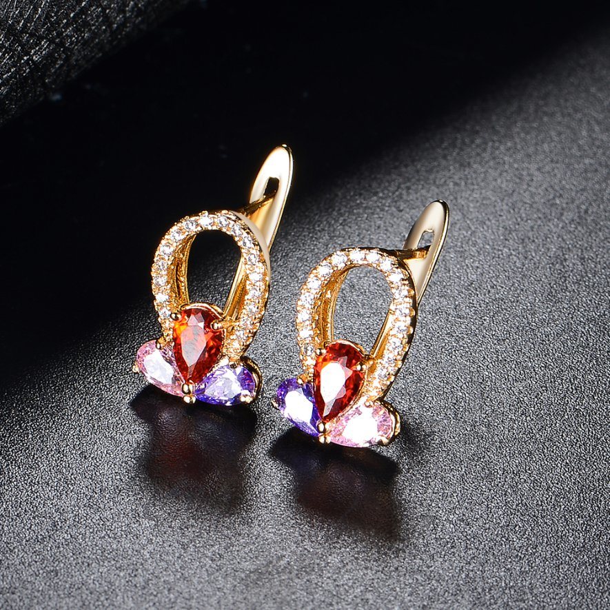 Newest Design Fashion Jewelry Gold Plated Copper Zircon Earrings