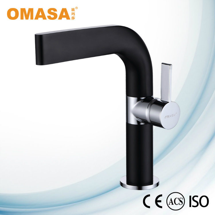 Luxury Black Brass Body Zinc Handle Bathroom Basin Mixer Washing Machine Faucet