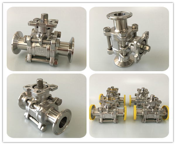 Three-Piece Sanitary T-Clamp Ball Valve with ISO5211 Mounting Pad