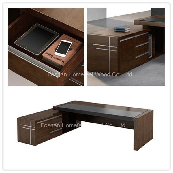 L-Shape Rectangular Wooden Office Furniture Modern Table Executive Desk (HF-01D28)