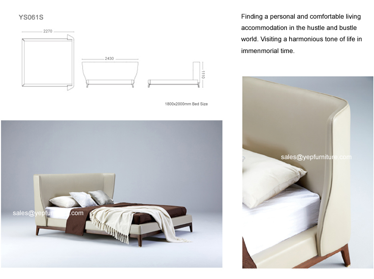 Genuine Microfiber Leather Bed with Solid Wood Frame (YS061S)