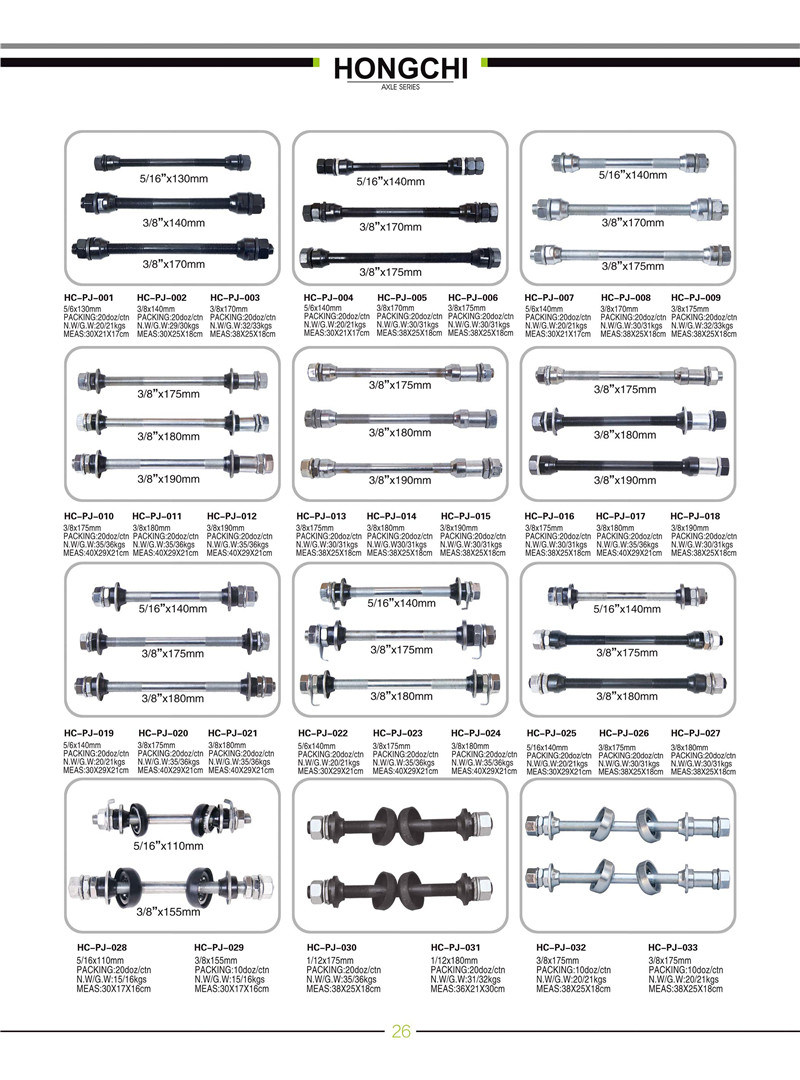 2018 China Wholesale Bicycle Parts Bike Rear Hub Axle 3/8''