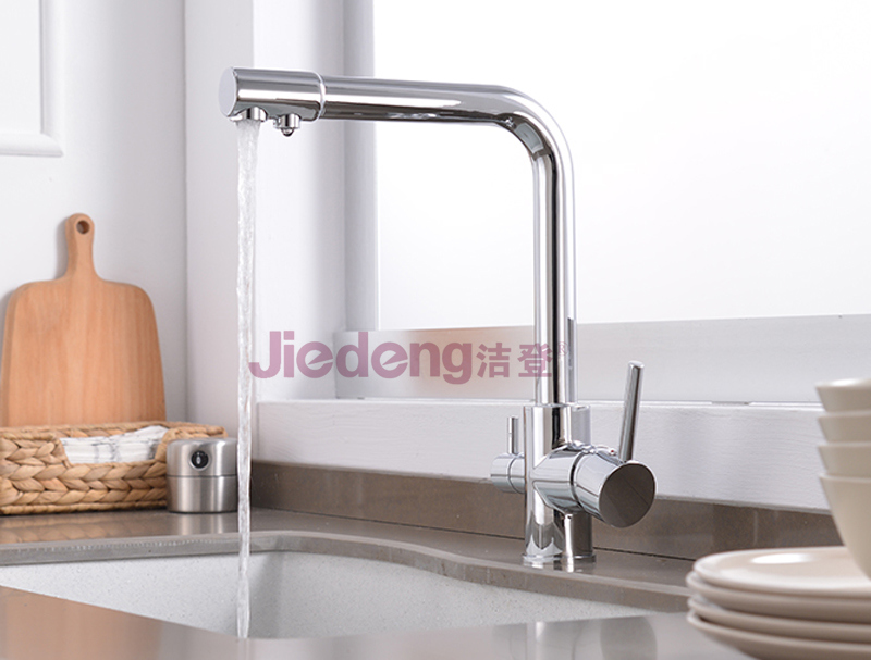 Double Handle 3 Way Drinking Filter Water Brass Kitchen Faucet (YQ-DW04)