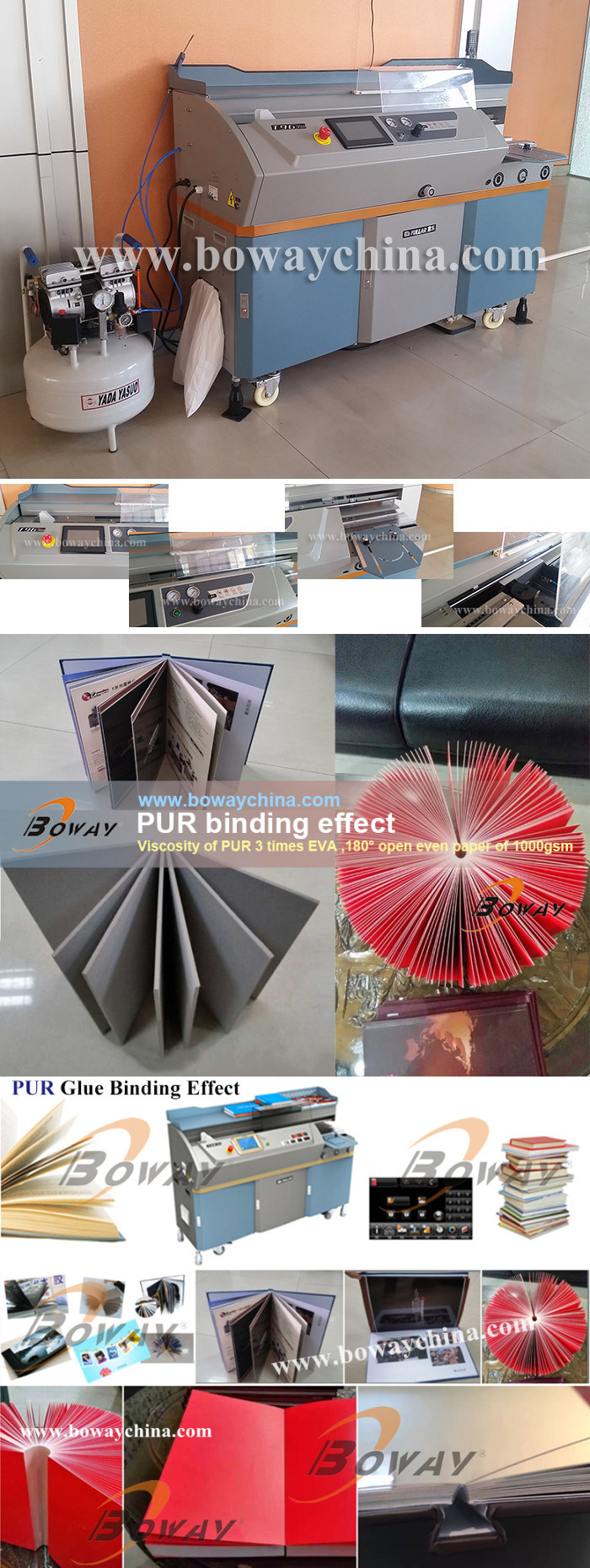 Hot Pur Glue Perfect 180 Degree Open Chrome Paper Photo Album Book Block Binding Machine