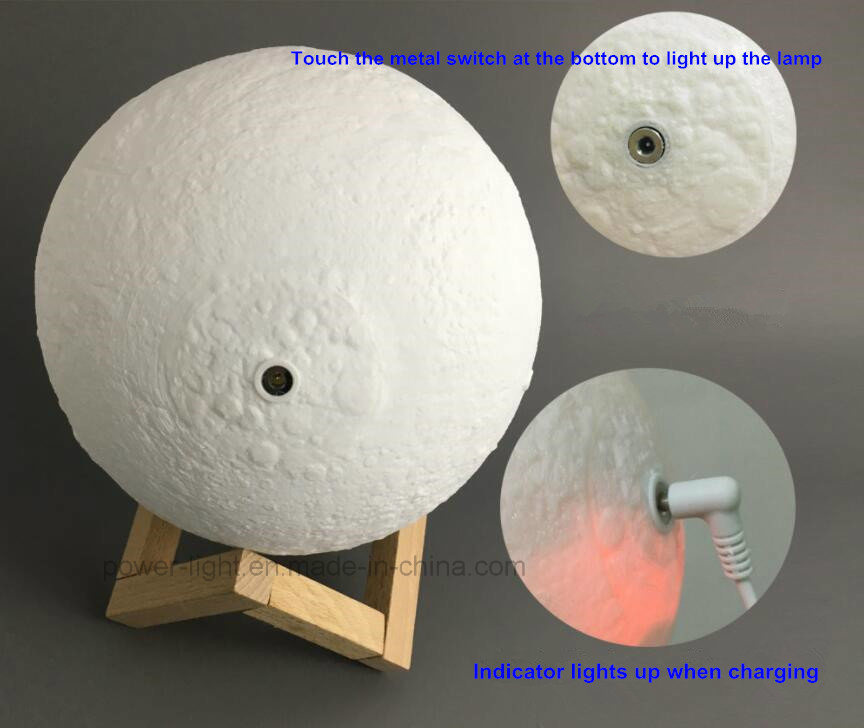 Creative Desk Table Home Decor 3D Printing Moon Lamp LED Night Light with Touch Control