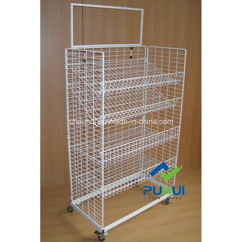 Multi Layers Adjustable Steel Wire Shelf Display Rack (PHY306)