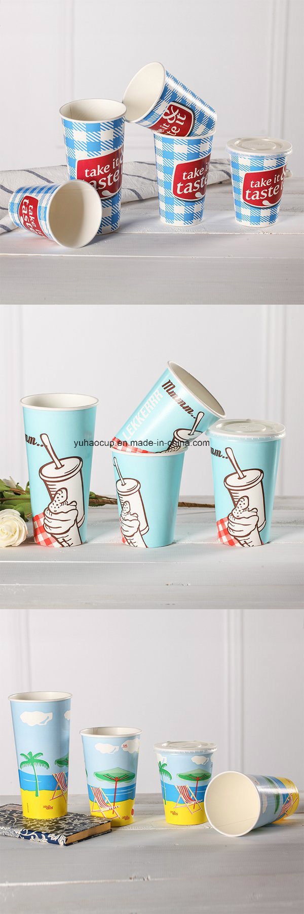 12oz Single Wall Cold Drink Paper Cup with Lid