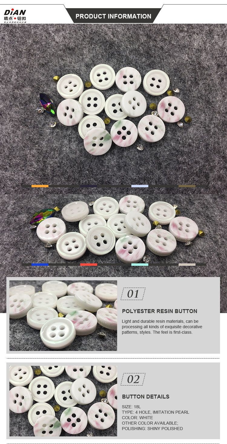 18L Nice Match Imitation Trocas Shell Button White Color Imitation Pearl Shirt Button Manufacturer