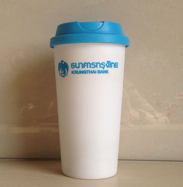 Promotional Custom Plastic PP Silicone Reusable Coffee Cup with Lid