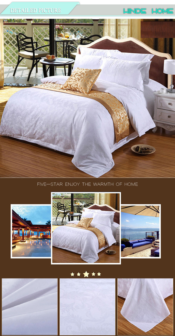 China Supplier White Cotton Satin Jacquard Five Star Hotel Bedding