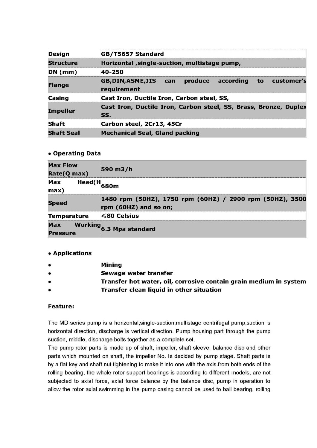 Electrical Multistage Water Pump with CE Certificates