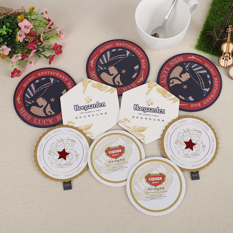 Cardboard Table Mat Drink Coasters Absorbent for Promotion (YH-DC054)