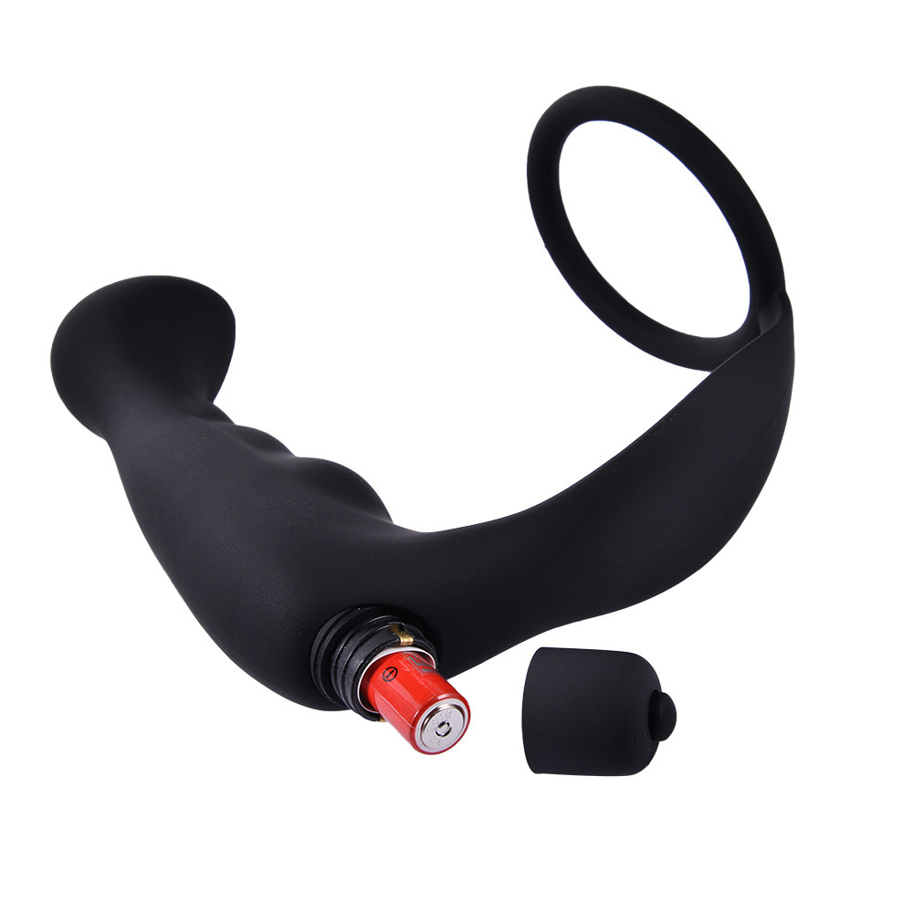 Full Silicone Vibrating Cock Ring and Butt Plug Sex Toy