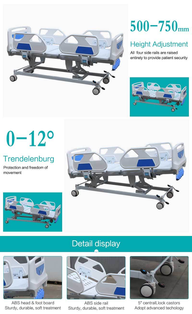 Sk015-2 China ABS Hospital Sick Bed with Side Rail