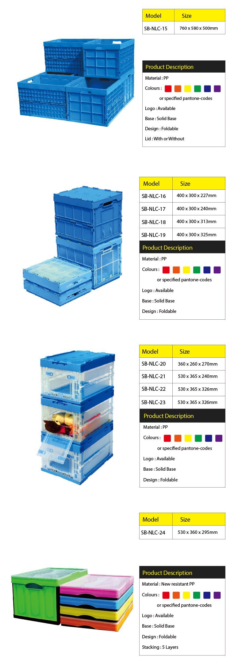 Stackable Foldable Plastic Crate for Fruit and Vegetable