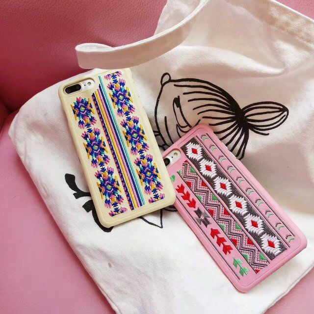 2017 New Embroidery Leather Coating PC Protective Mobile Phone Case