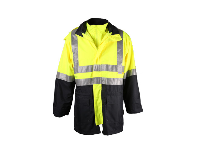 Hi-Vis Yellow Navy 3 in 1 Work Safety Reflective Mens Winter Thermal Jacket Coat