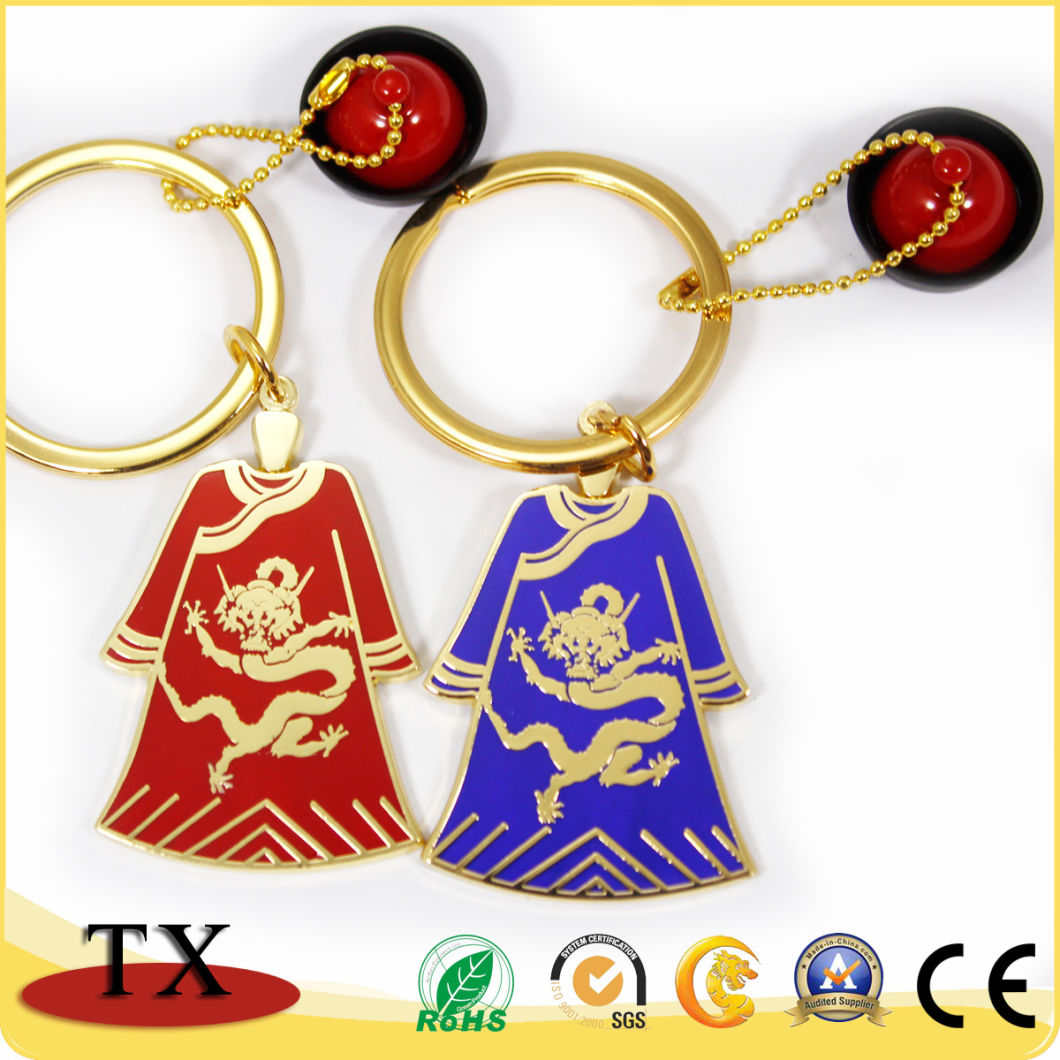 Custom Metal Tang Suit Clothes Key Chain with Cap