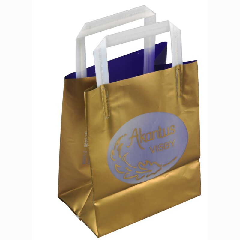 2015 Plastic Bag with Loop Handle Bag, Plastic Shopping Bag, Printed Plastic Bag, Polybags with High Quality (HF-533)