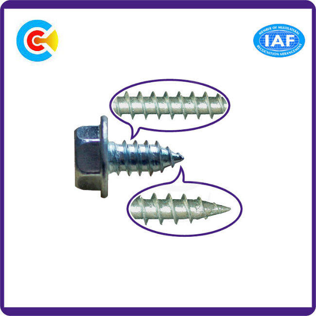 Carbon Steel Galvanized Hexagonal Flange M6 Non-Slip with Self-Tapping Screws