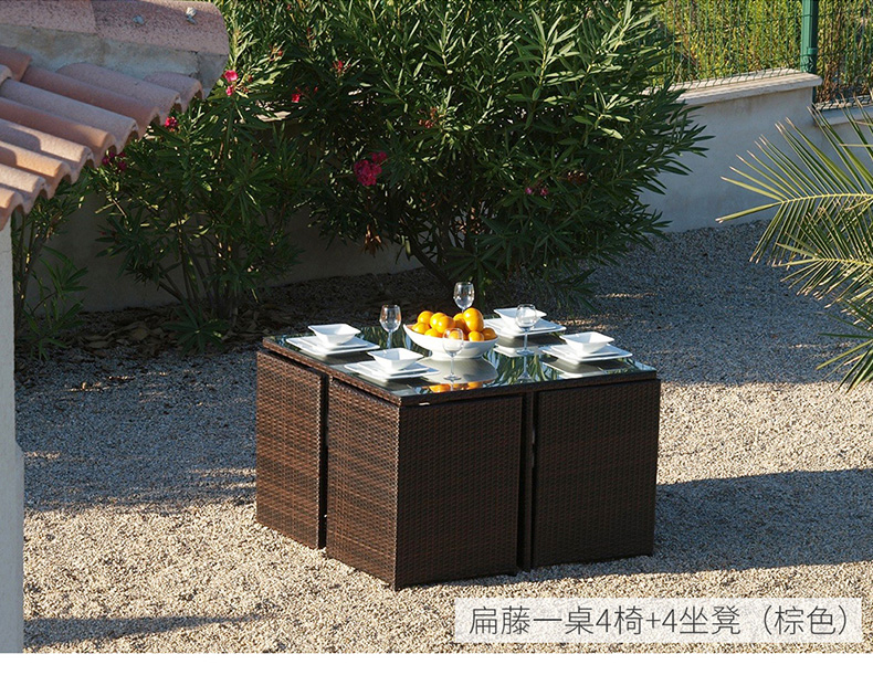 Outdoor Furniture Dining Sets Rattan and Glass