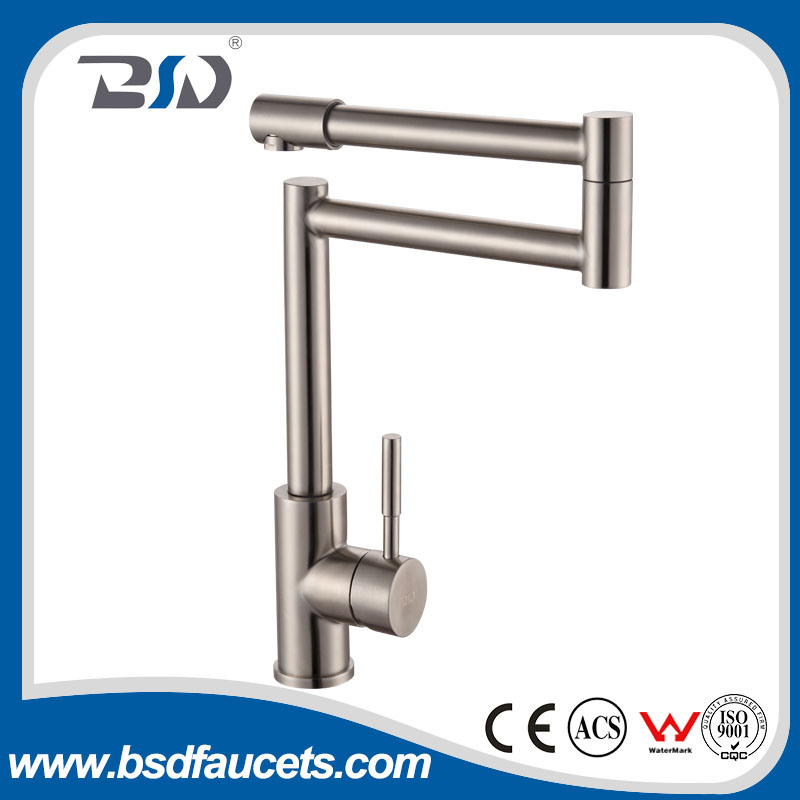 Single Handle Kitchen Long Spout Faucet Mixer in Stainless Steel