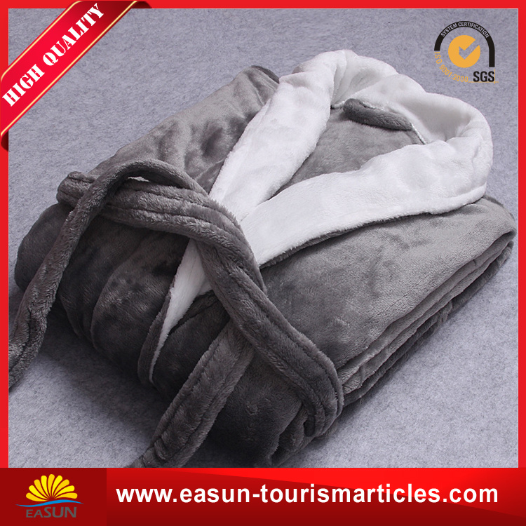 Luxury Customized Grey Cotton Fleece Hotel Bathrobe