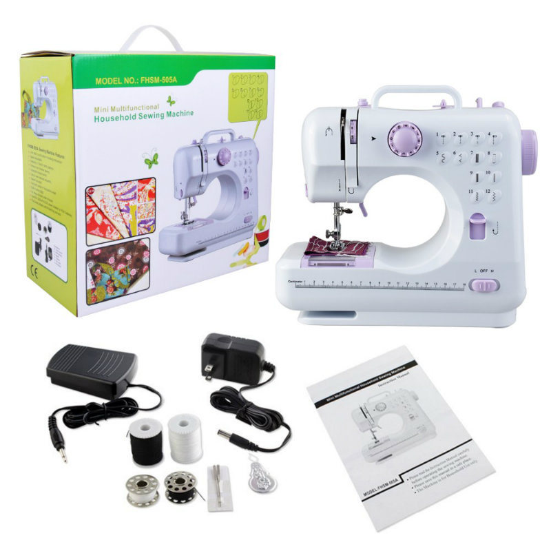 Mini Double Needle Lockstitch Portable Electric Threading Sewing Machine