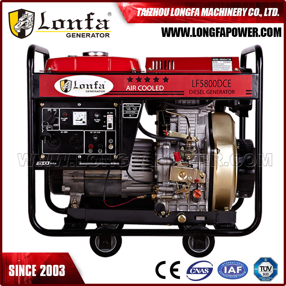 5kVA/5kw Portable Electric Start Air-Cooled Diesel Power Generator with Wheels