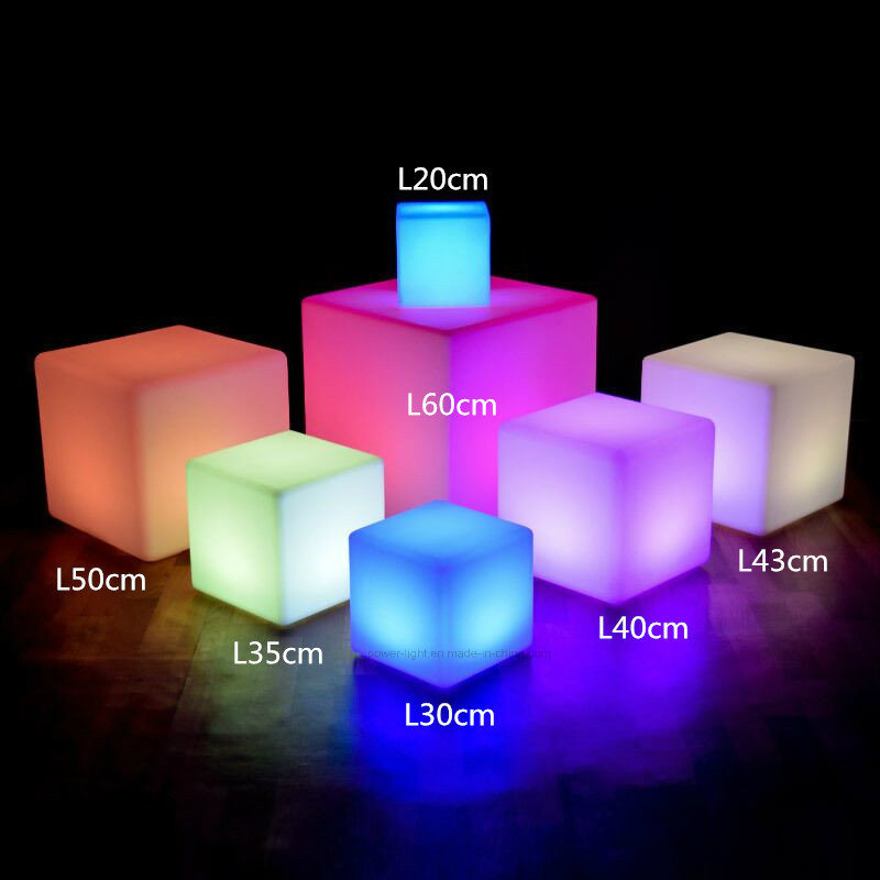 Outdoor Furniture LED Illuminated Cube Stool