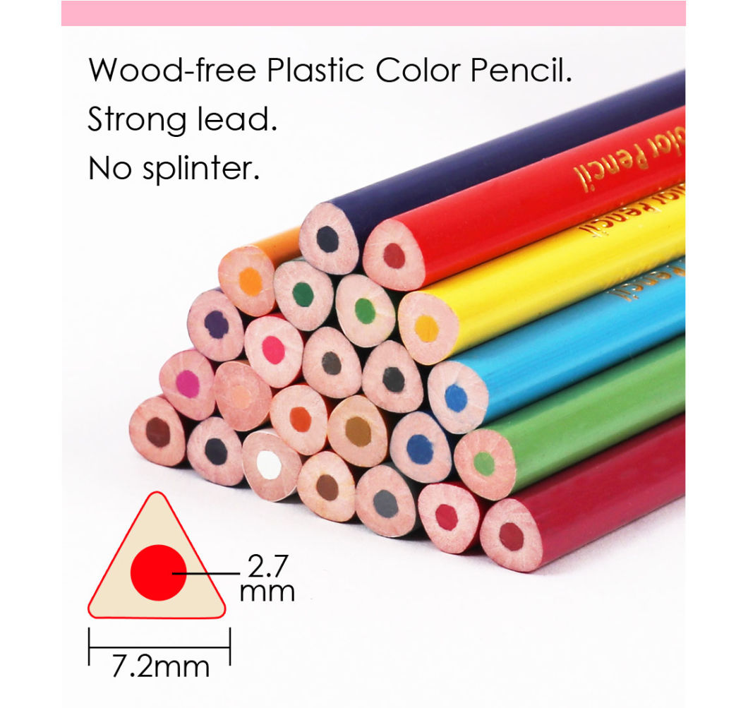 Good Quality 24 Colors Wood-Free Plastic Pencil