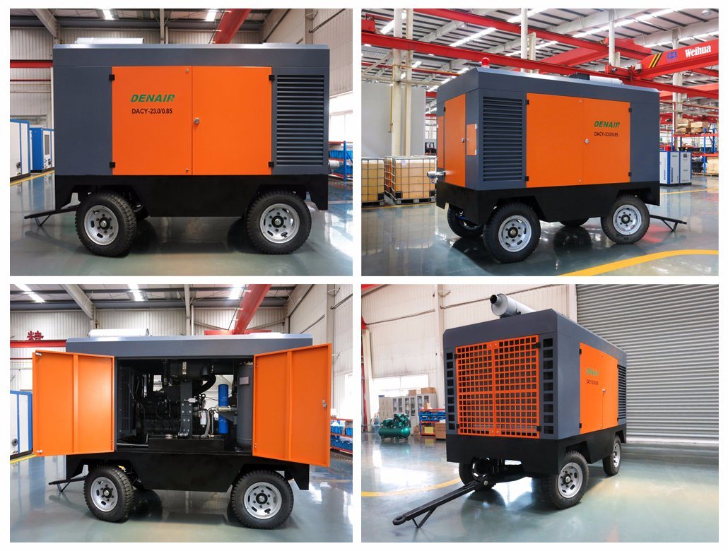 Electric/Diesel Engine Driven Portable Movable Screw Air Compressor for Construction/Mining Industry