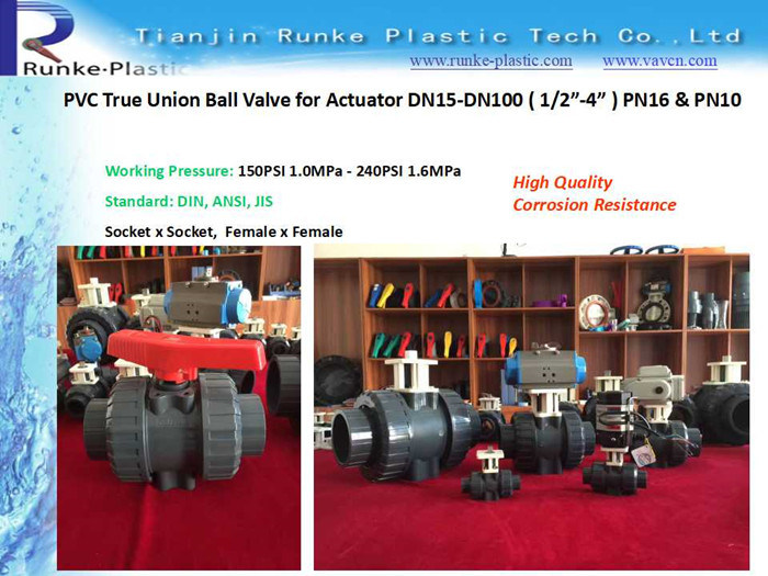 High Quality PVC True Union Ball Valve for Actuator Usage DIN ANSI JIS Standard